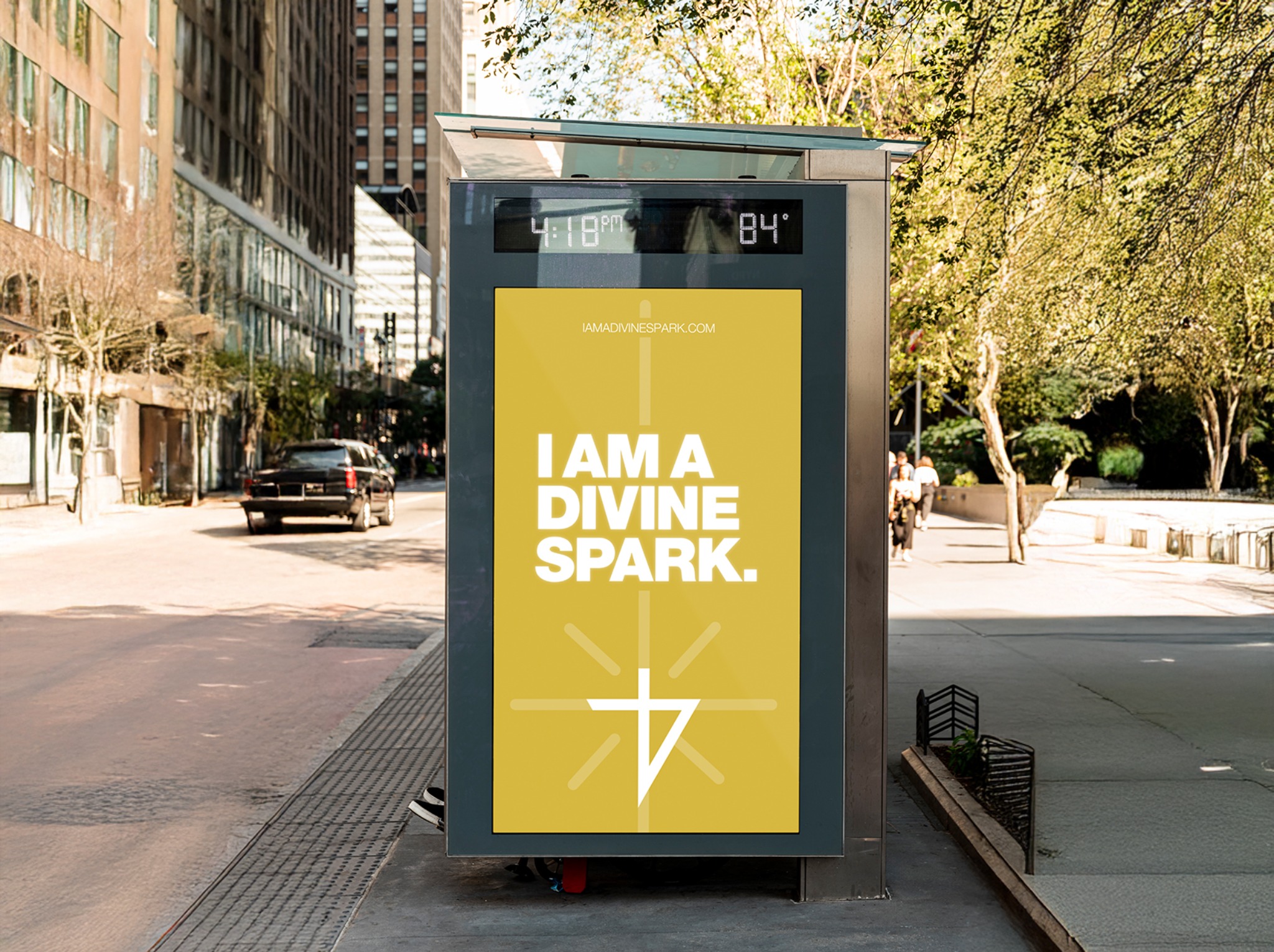 Divine Spark bus stop ad